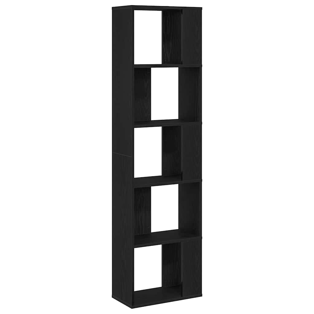 Bokhylle 5-lags Svart Eik 45x23,5x162,5 cm Konstruert Tre