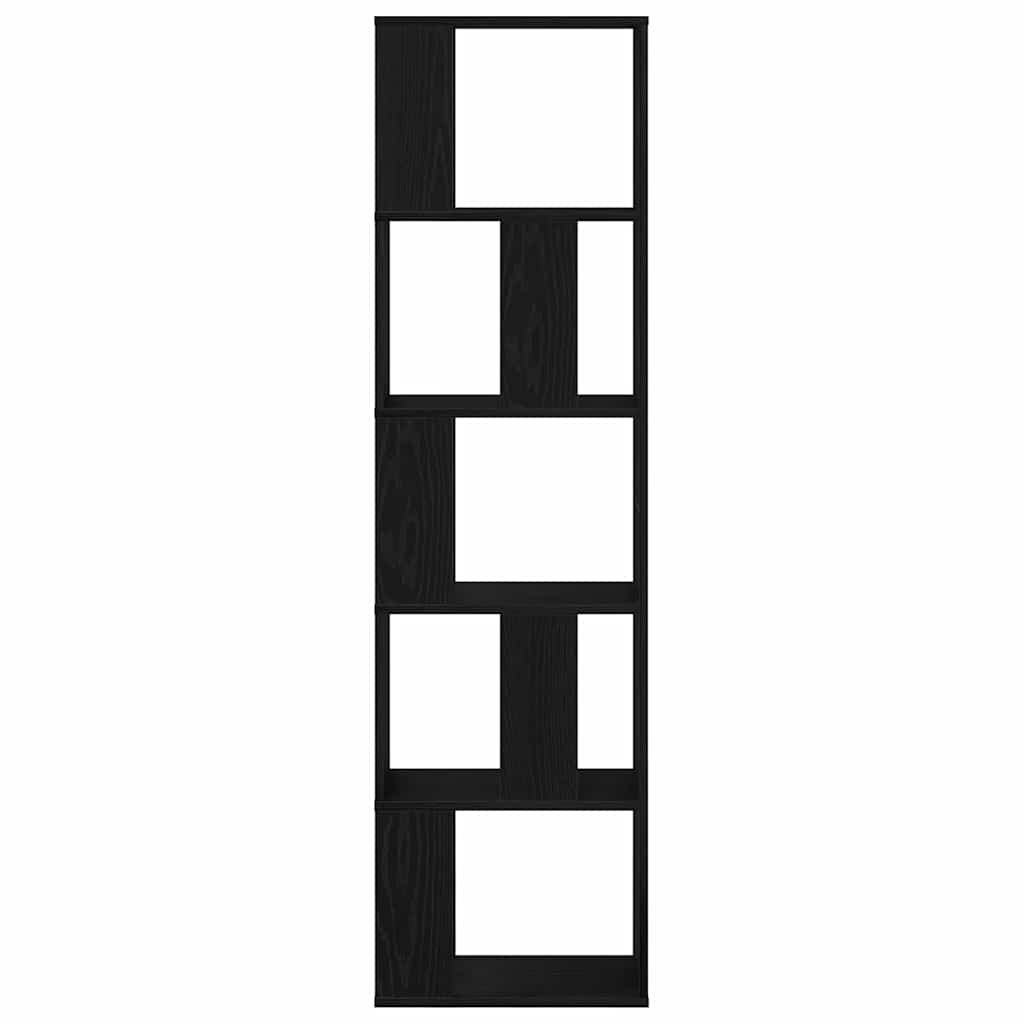 Bokhylle 5-lags Svart Eik 45x23,5x162,5 cm Konstruert Tre