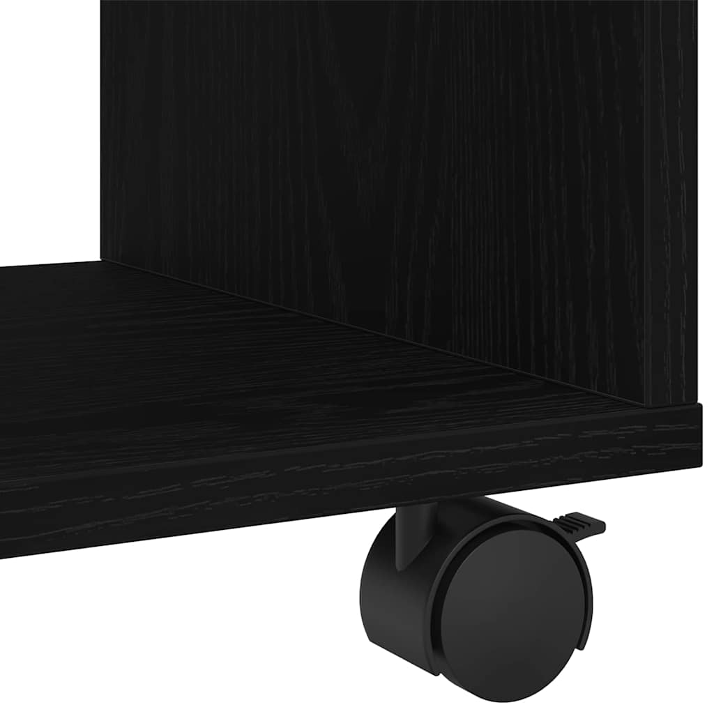 Bord med hjul Svart Eik 72x33x42,5 cm Ingeniørtre