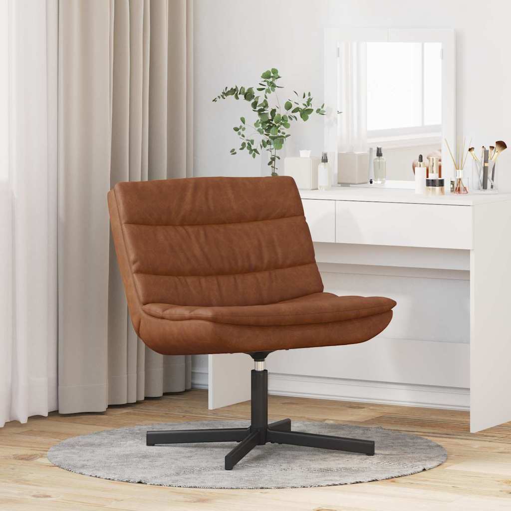 Accent Stol Brun Kunstlær, Metall Medium Sving Accent Stol