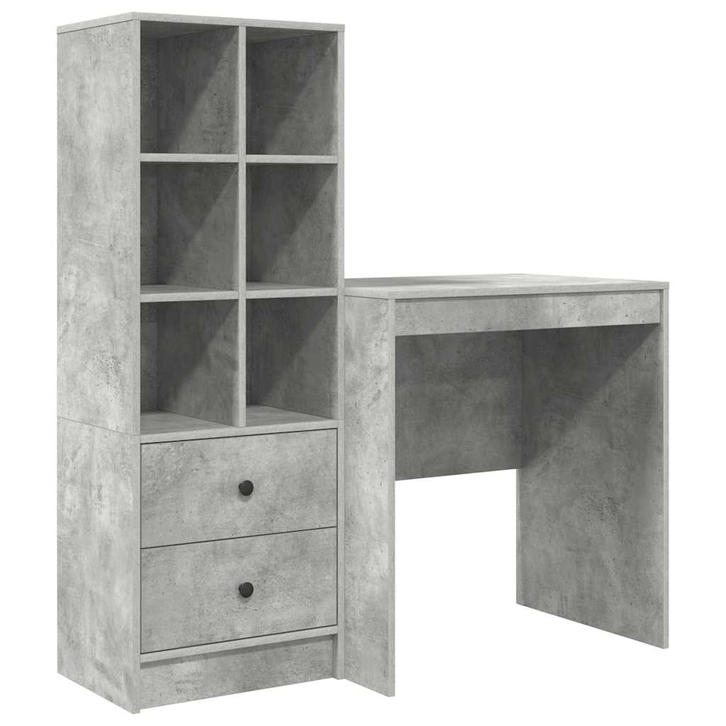 Skrivebord med lagring 2 pcs Betonggrå 70 x 50 x 76 cm
