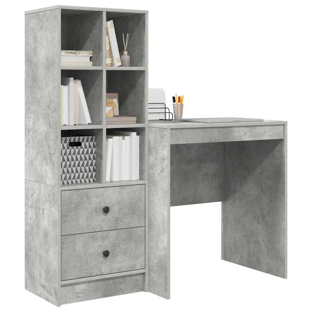 Skrivebord med lagring 2 pcs Betonggrå 70 x 50 x 76 cm
