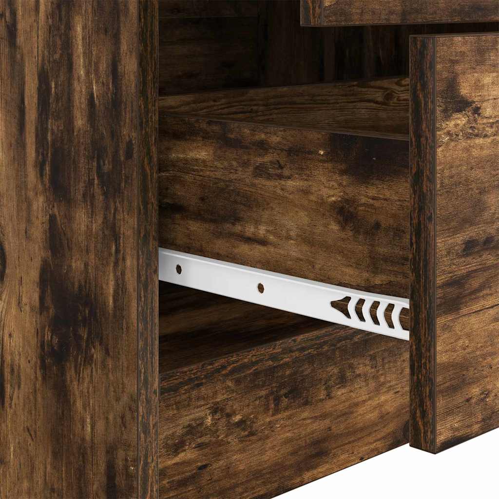 Skrivebord med lagring med skuff 2 pcs Røkt eik 70 x 50 x 76 cm