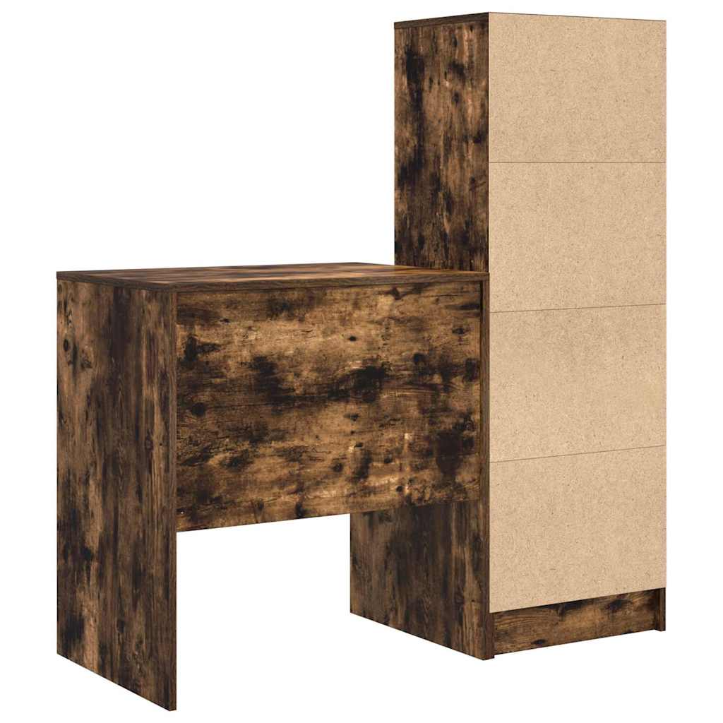 Skrivebord med lagring med skuff 2 pcs Røkt eik 70 x 50 x 76 cm
