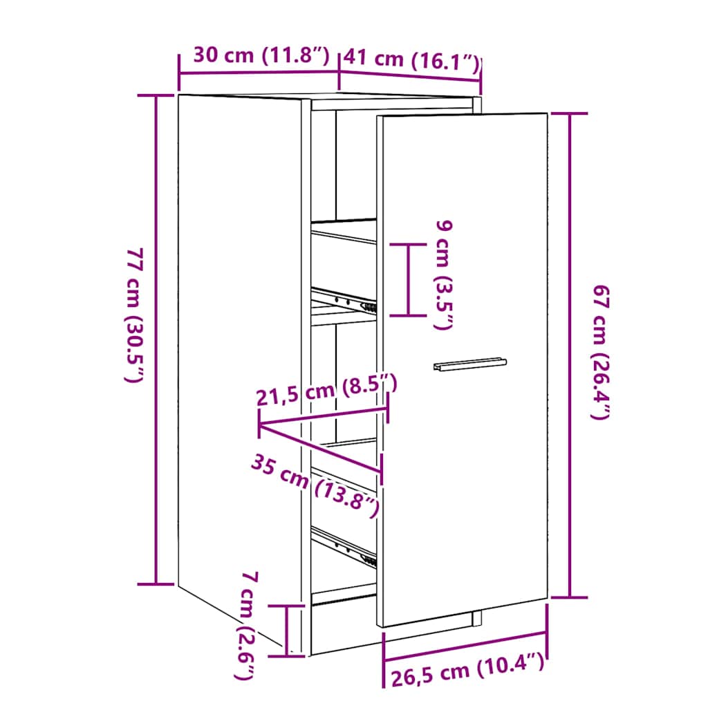 Apotekerhylle Svart Eik 30x41x77,5 cm Konstruert Tre