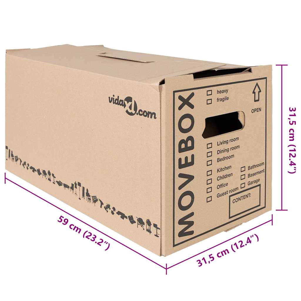 Flyttebokser 20 stk 59 x 31.5 x 31.5 cm Kartong