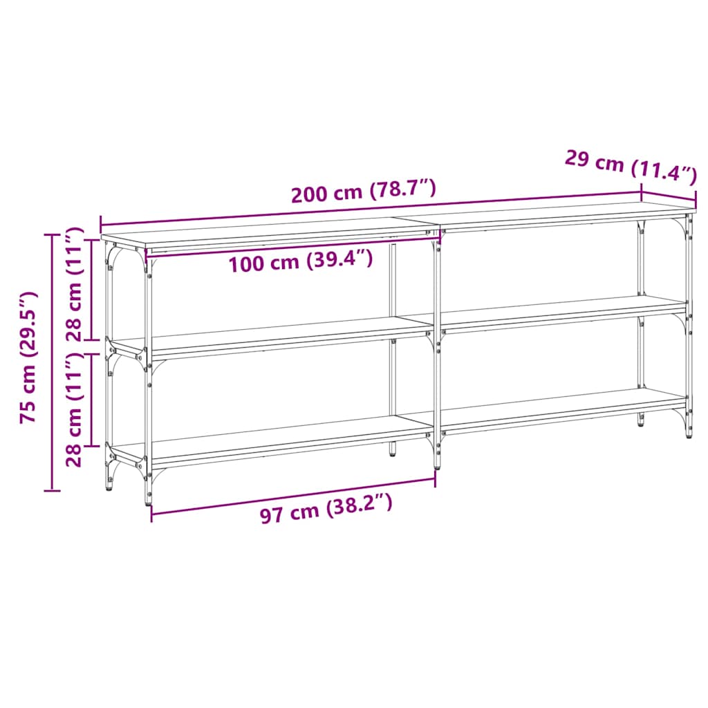 Avlastningsbord Artisan eik 200x29x75 cm Ingeniørtre