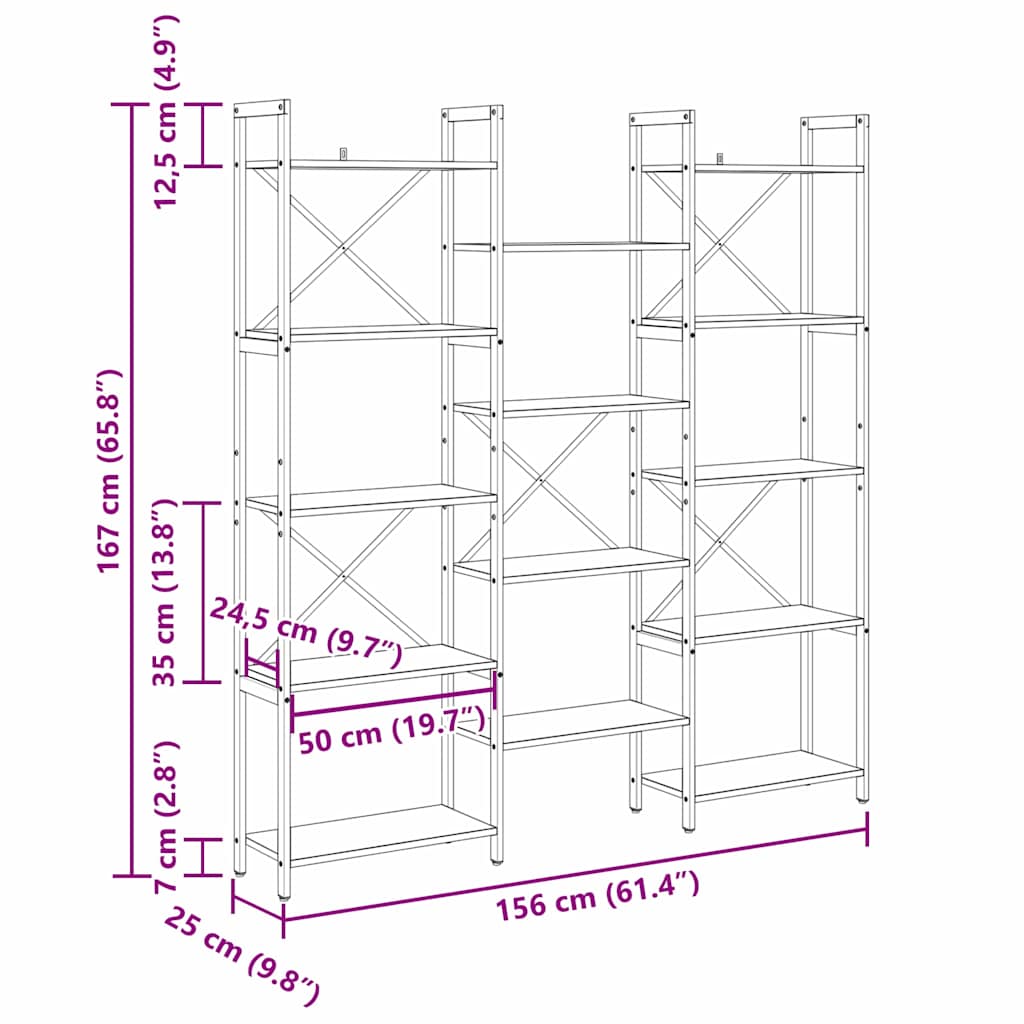 Bokhylle artisan eik 156 x 25 x 167.5 cm Konstruert tre