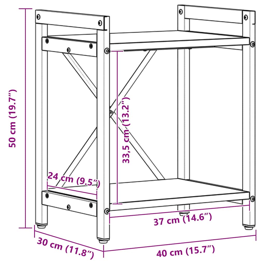 Bokhylle artisan eik 40 x 30 x 48,5 cm Konstruert tre