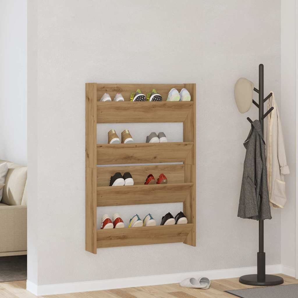 Veggsko skap 2 pcs artisan eik 60 x 18 x 60 cm Konstruert tre