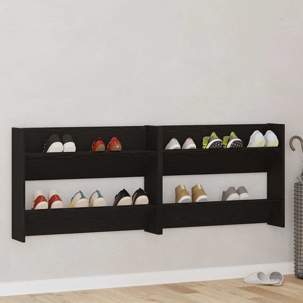 Veggsko skap 2 pcs Svart eik 60 x 18 x 60 cm Konstruert tre
