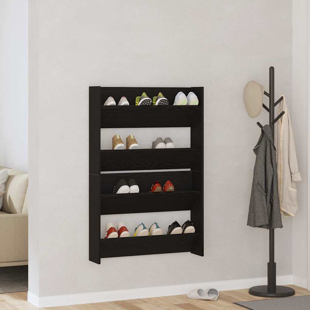 Veggsko skap 2 pcs Svart eik 60 x 18 x 60 cm Konstruert tre