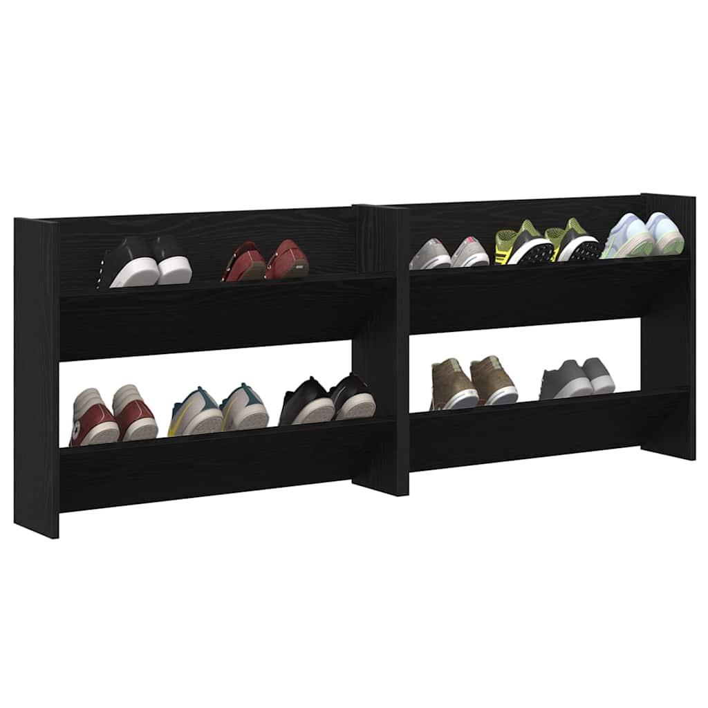 Veggsko skap 2 pcs Svart eik 60 x 18 x 60 cm Konstruert tre