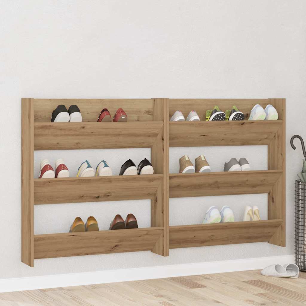 Veggsko skap 2 pcs artisan eik 60 x 18 x 60 cm Konstruert tre