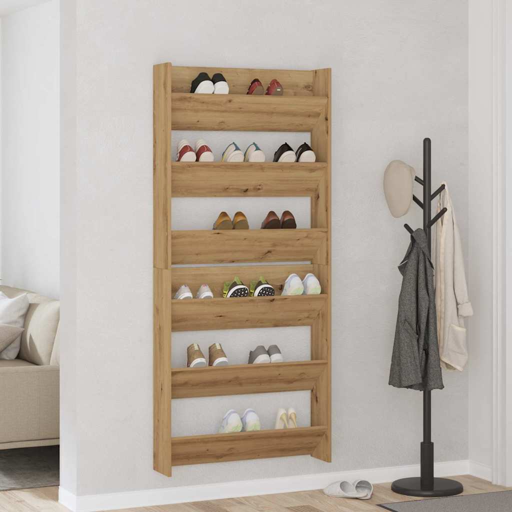 Veggsko skap 2 pcs artisan eik 60 x 18 x 60 cm Konstruert tre