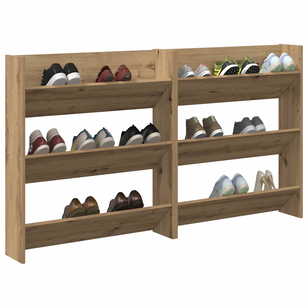 Veggsko skap 2 pcs artisan eik 60 x 18 x 60 cm Konstruert tre