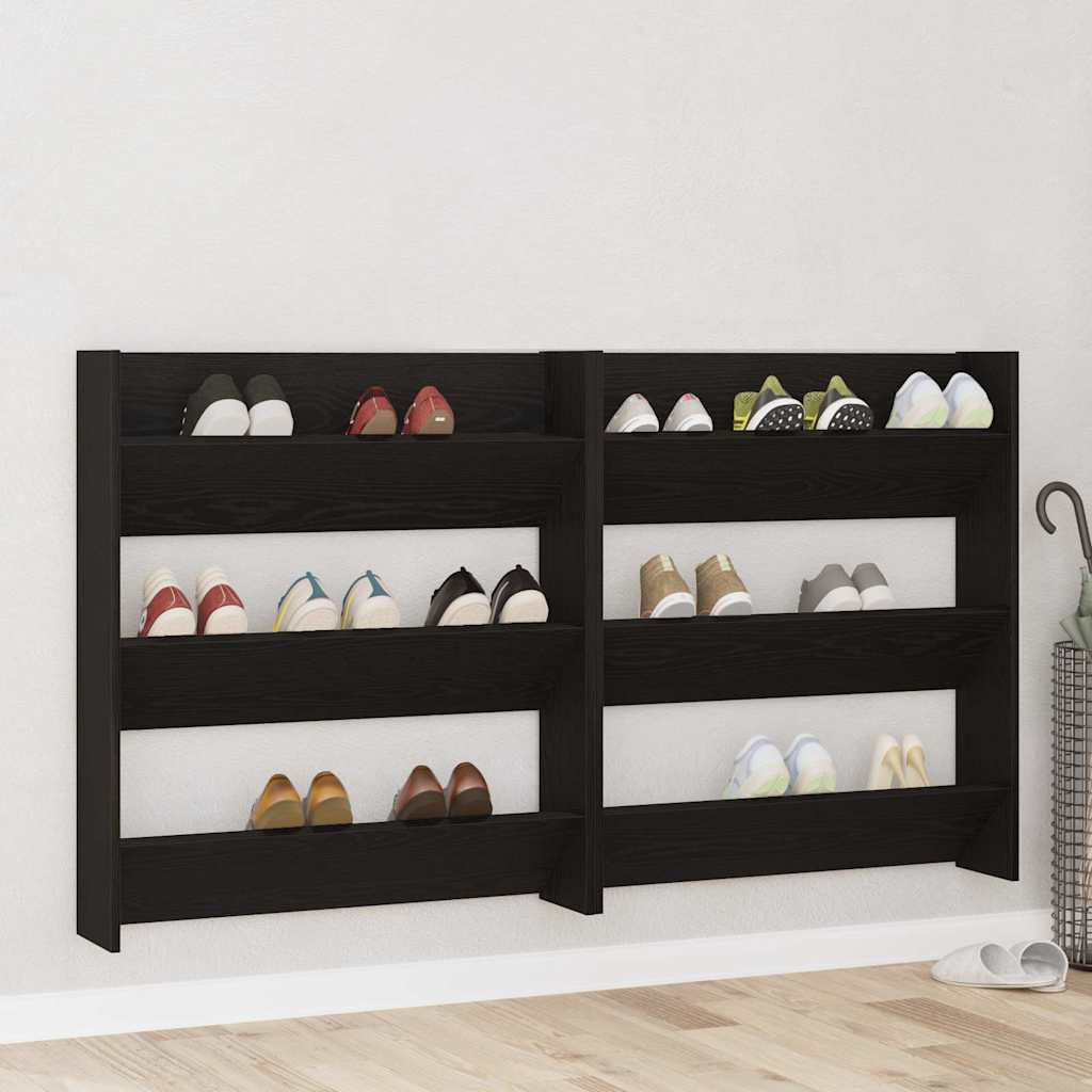 Veggsko skap 2 pcs Svart eik 60 x 18 x 60 cm Konstruert tre