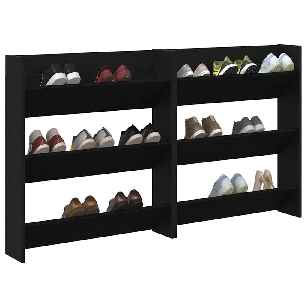 Veggsko skap 2 pcs Svart eik 60 x 18 x 60 cm Konstruert tre