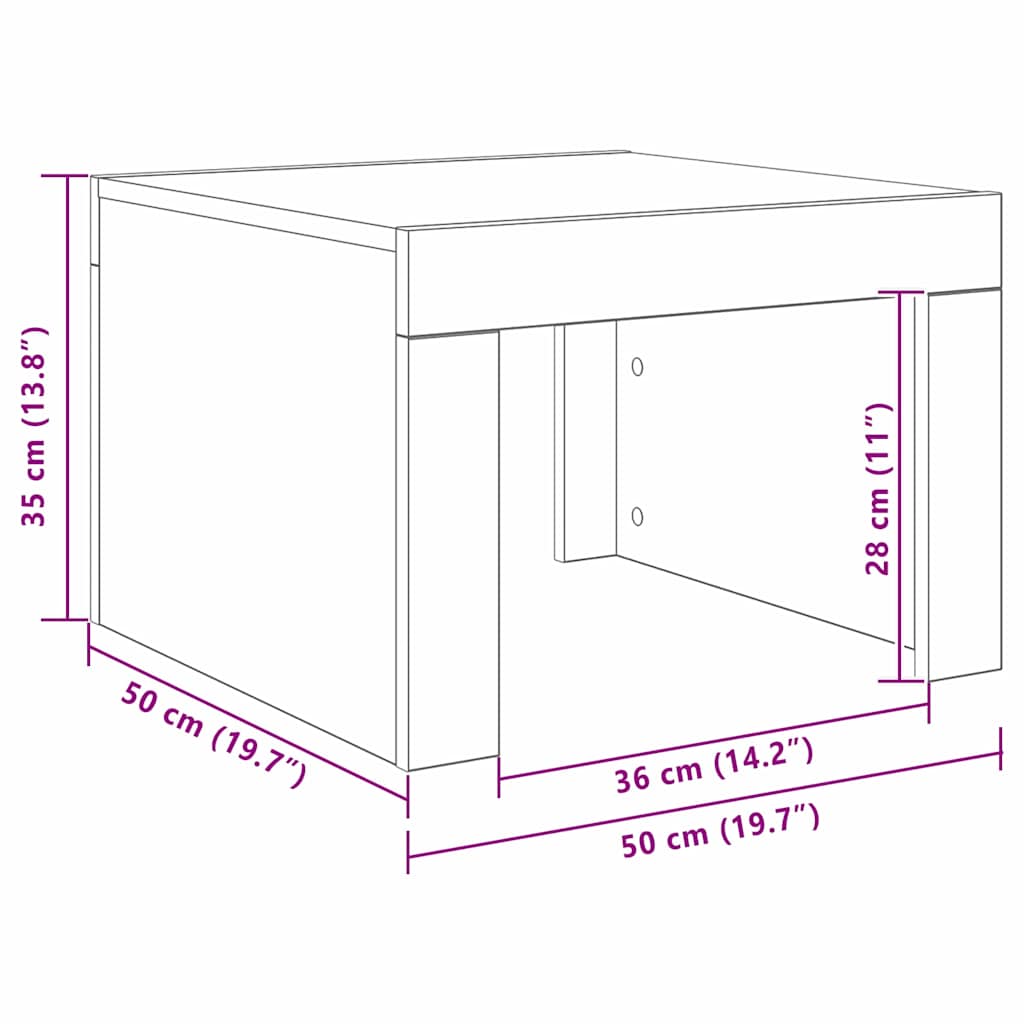 Kaffebord artisan eik 50 x 50 x 35 cm Konstruert tre