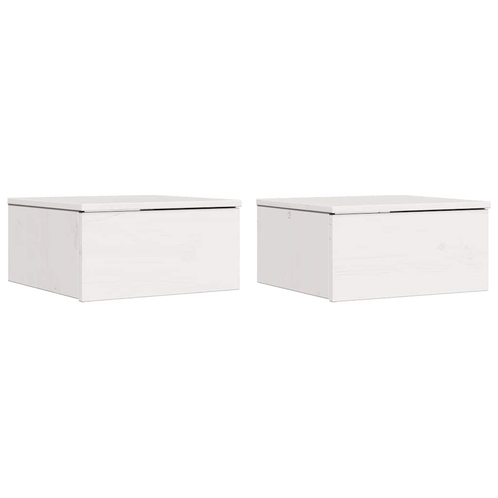 Vegghengt nattebord med skuff Veggmontert 2 pcs Hvit 37 x 35 x 18.5 cm