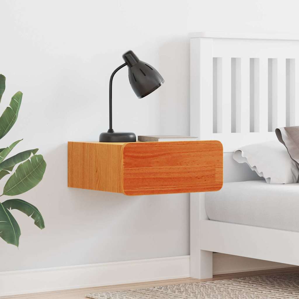 Vegghengt nattebord Voksbrun 39 x 34 x 16.5 cm Massiv furu tre