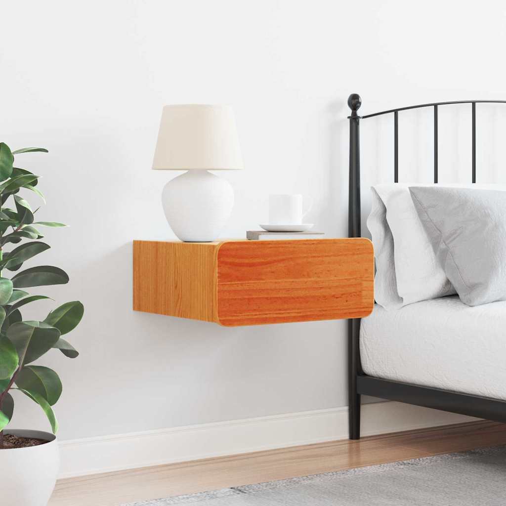 Vegghengt nattebord Voksbrun 39 x 34 x 16.5 cm Massiv furu tre