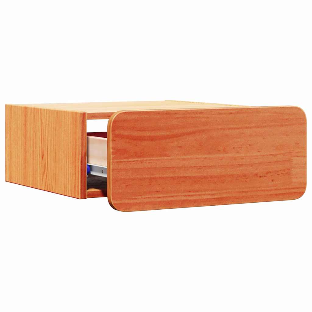 Vegghengt nattebord Voksbrun 39 x 34 x 16.5 cm Massiv furu tre