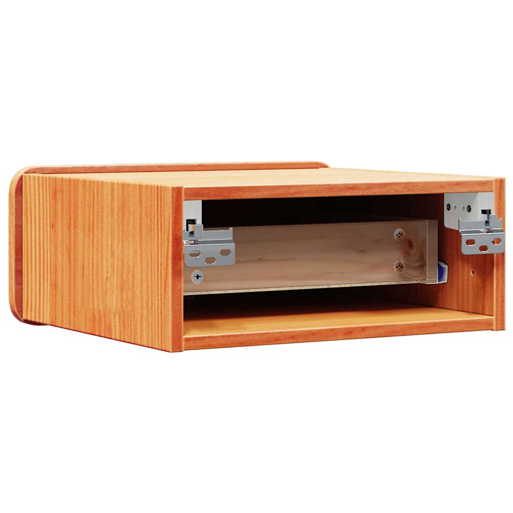 Vegghengt nattebord Voksbrun 39 x 34 x 16.5 cm Massiv furu tre