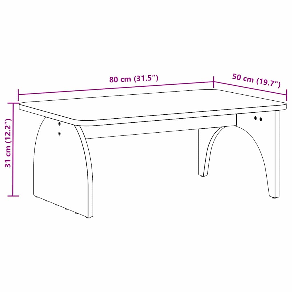 Kaffebord Hvit 80 x 50 x 31 cm Massiv furu tre