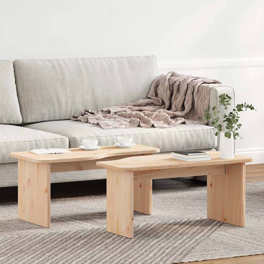 Kaffebord 2 pcs Naturlig 100 x 69 x 35.5 cm Massiv furu tre
