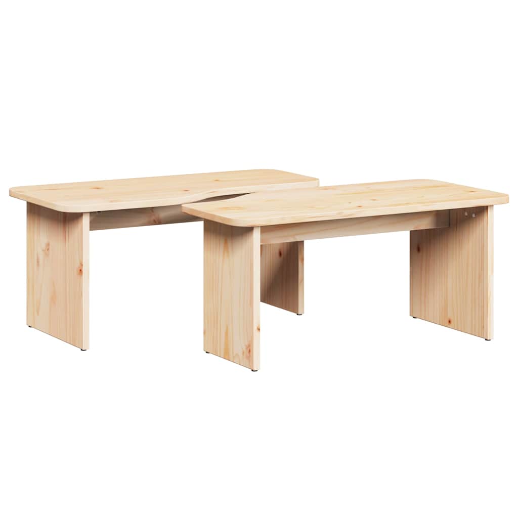 Kaffebord 2 pcs Naturlig 100 x 69 x 35.5 cm Massiv furu tre