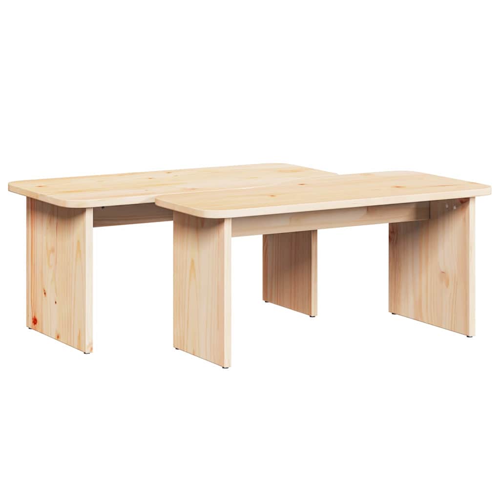 Kaffebord 2 pcs Naturlig 100 x 69 x 35.5 cm Massiv furu tre