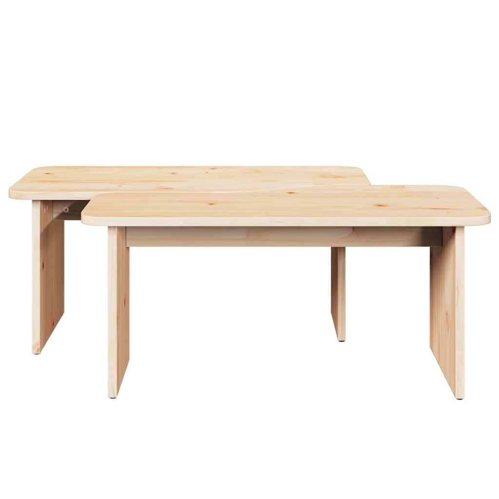 Kaffebord 2 pcs Naturlig 100 x 69 x 35.5 cm Massiv furu tre