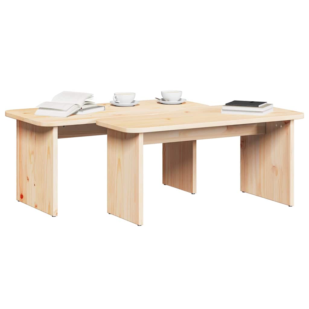 Kaffebord 2 pcs Naturlig 100 x 69 x 35.5 cm Massiv furu tre