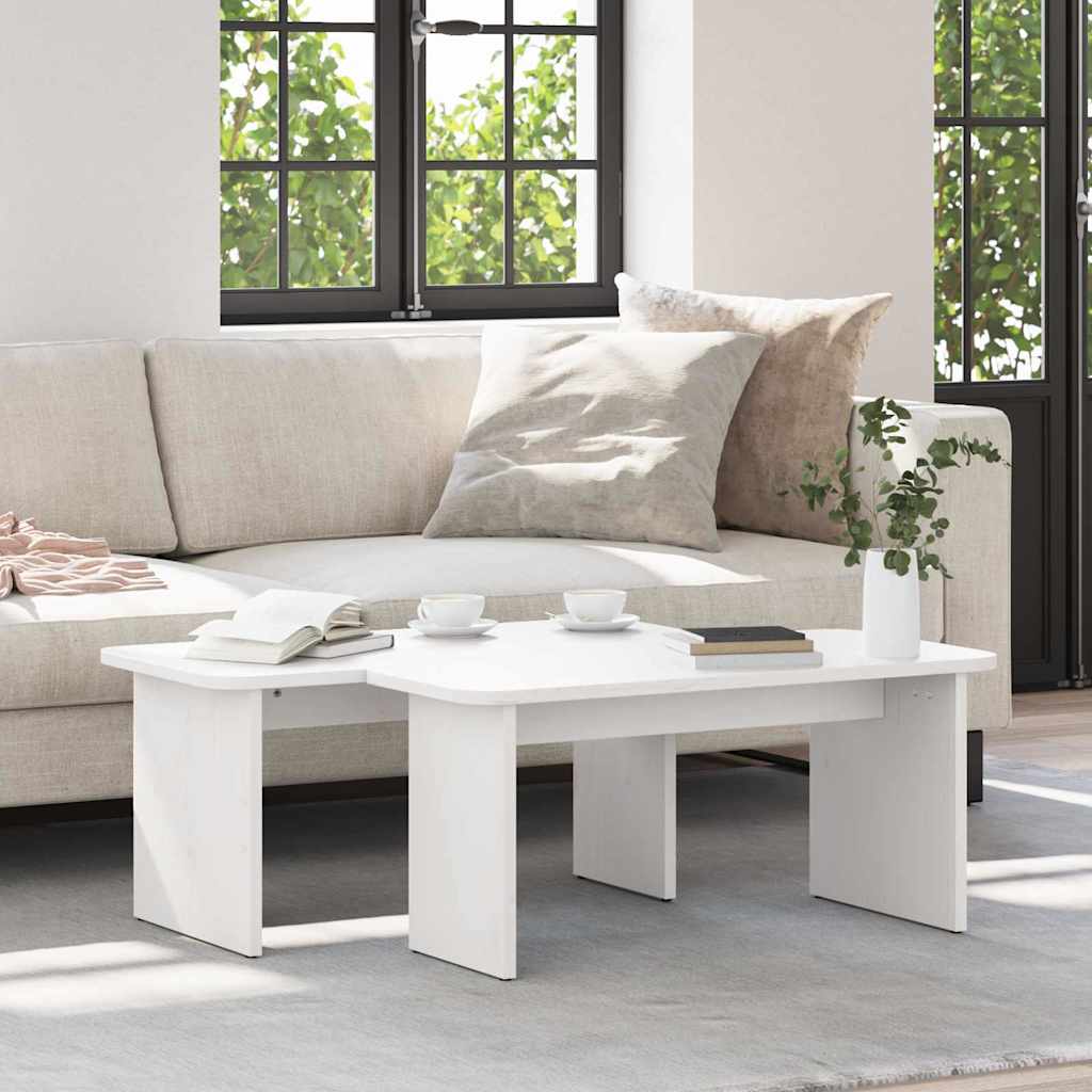 Kaffebord 2 pcs Hvit 100 x 69 x 35.5 cm Massiv furu tre
