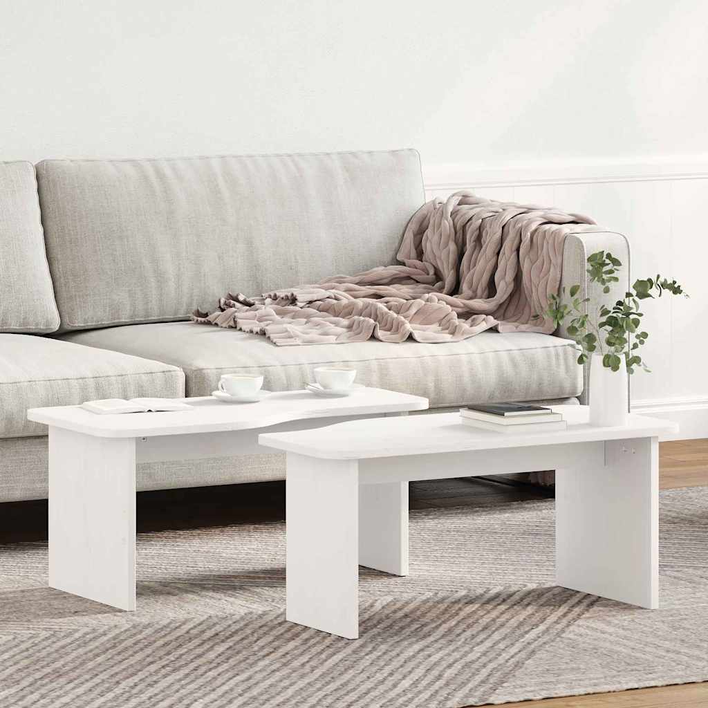 Kaffebord 2 pcs Hvit 100 x 69 x 35.5 cm Massiv furu tre