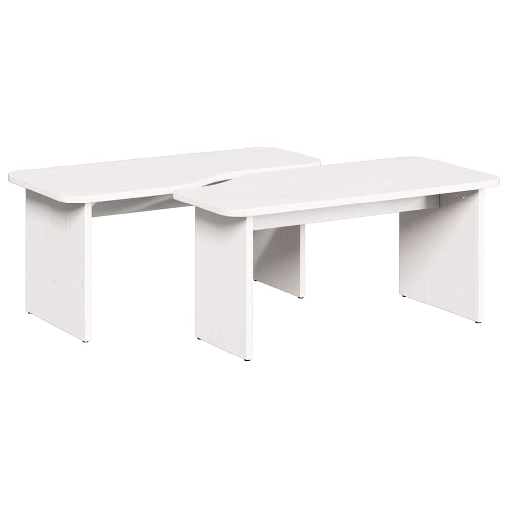 Kaffebord 2 pcs Hvit 100 x 69 x 35.5 cm Massiv furu tre