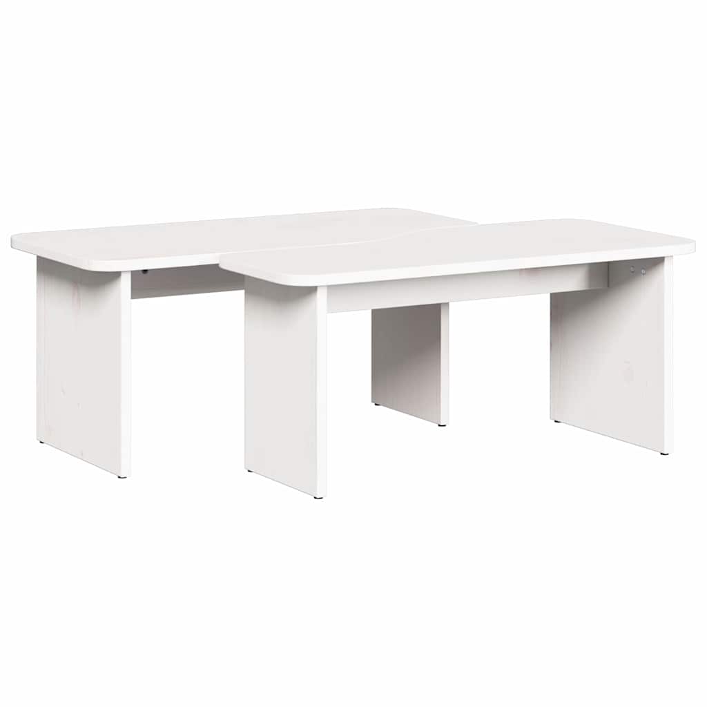 Kaffebord 2 pcs Hvit 100 x 69 x 35.5 cm Massiv furu tre