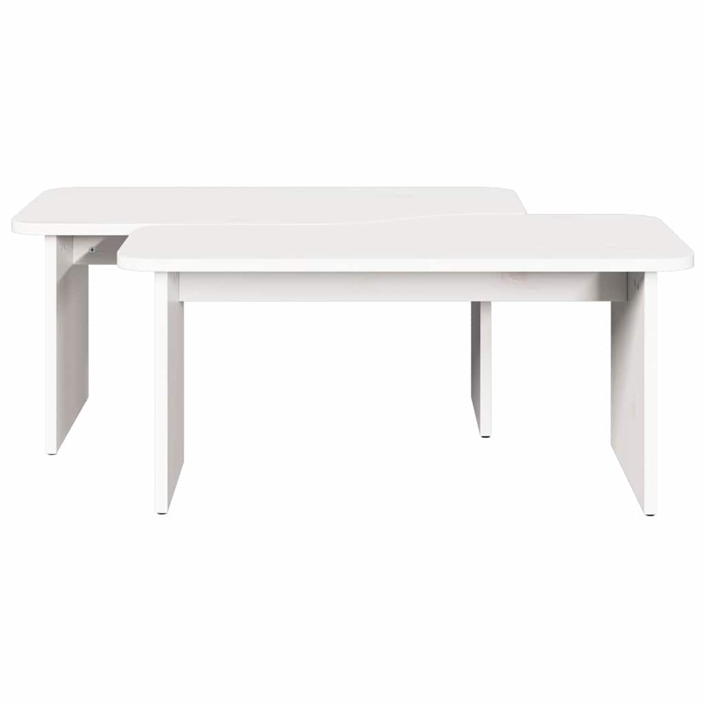 Kaffebord 2 pcs Hvit 100 x 69 x 35.5 cm Massiv furu tre