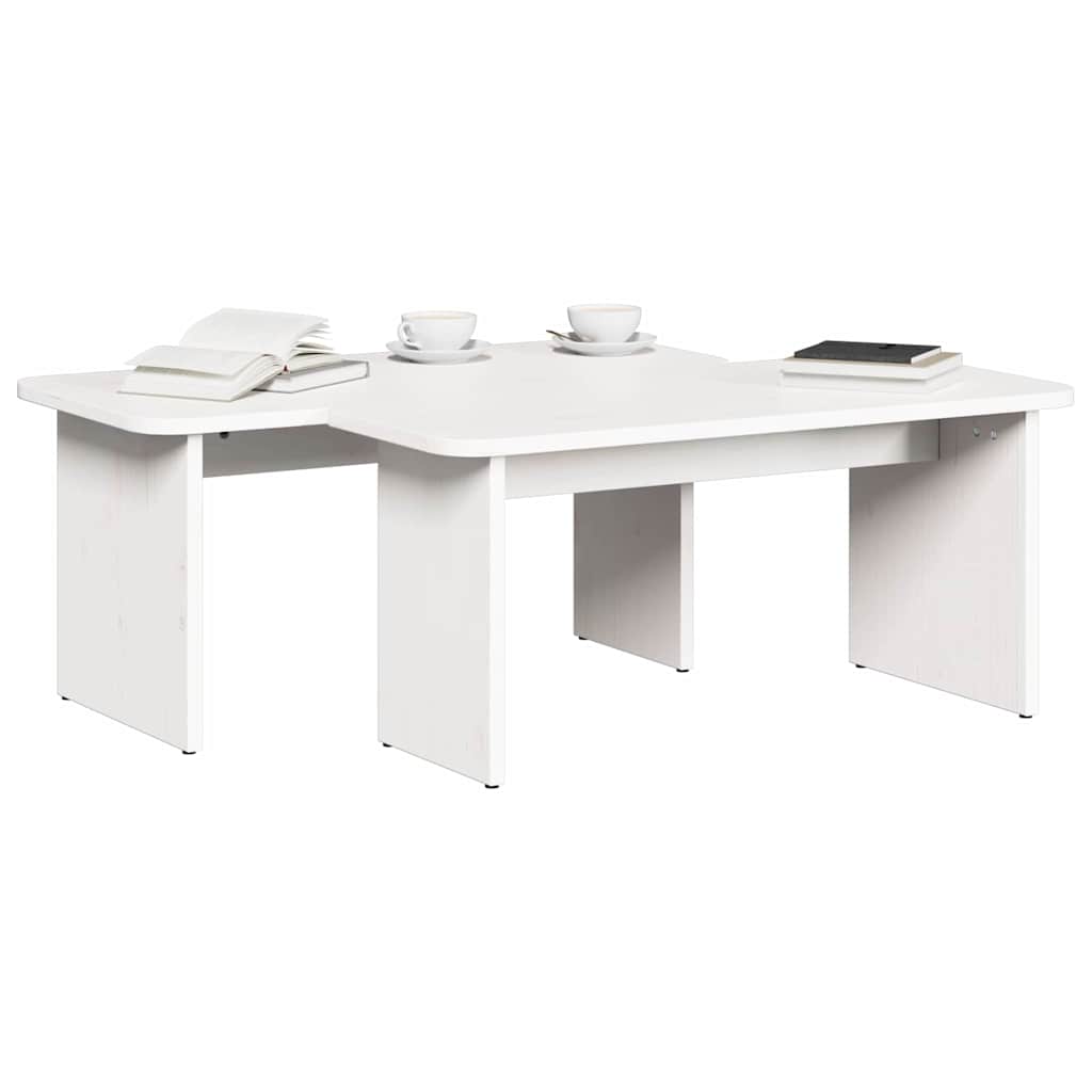 Kaffebord 2 pcs Hvit 100 x 69 x 35.5 cm Massiv furu tre