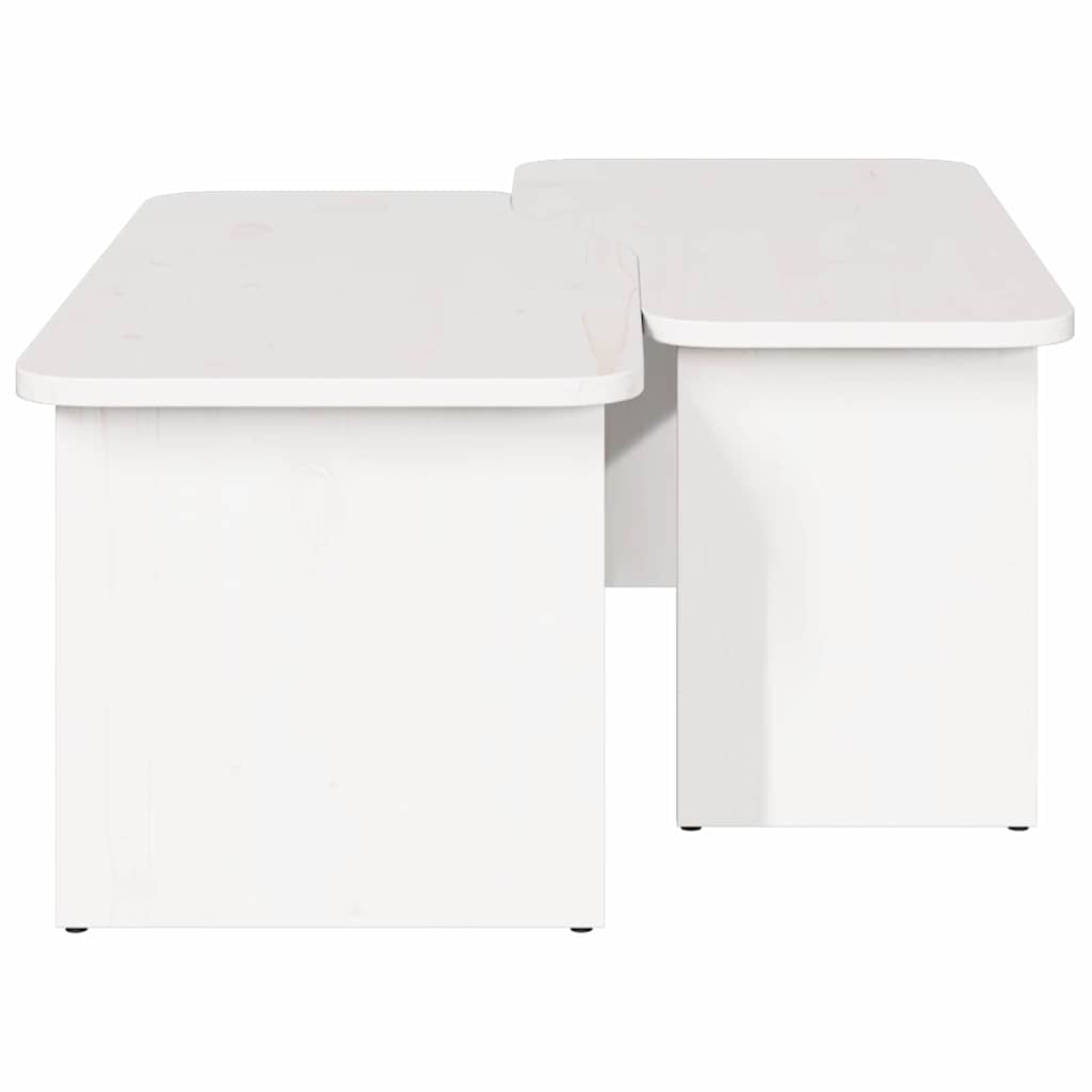Kaffebord 2 pcs Hvit 100 x 69 x 35.5 cm Massiv furu tre