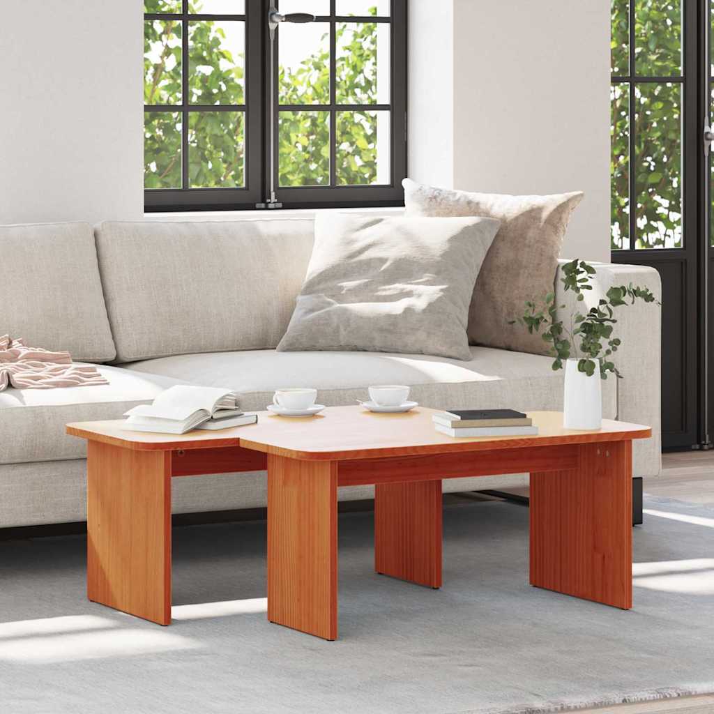 Kaffebord 2 pcs Voksbrun 100 x 69 x 35.5 cm Massiv furu tre