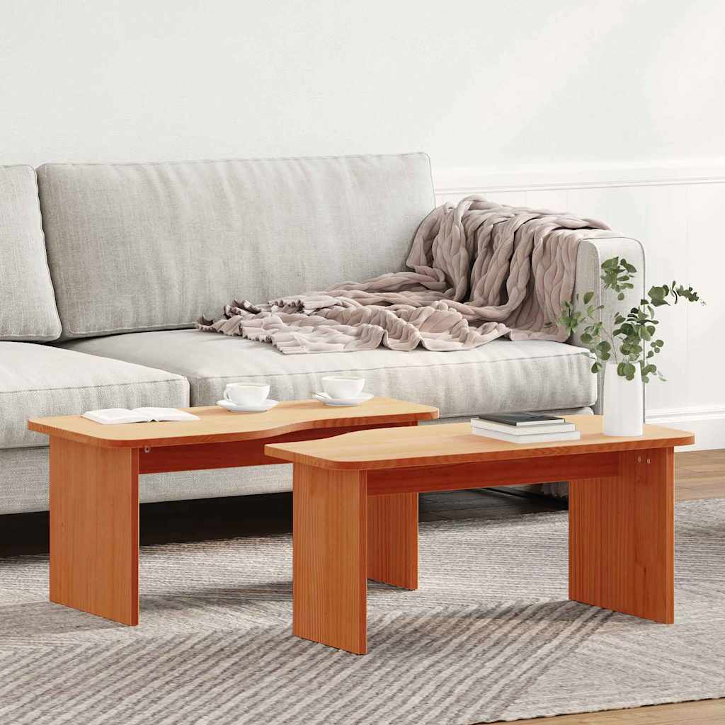 Kaffebord 2 pcs Voksbrun 100 x 69 x 35.5 cm Massiv furu tre
