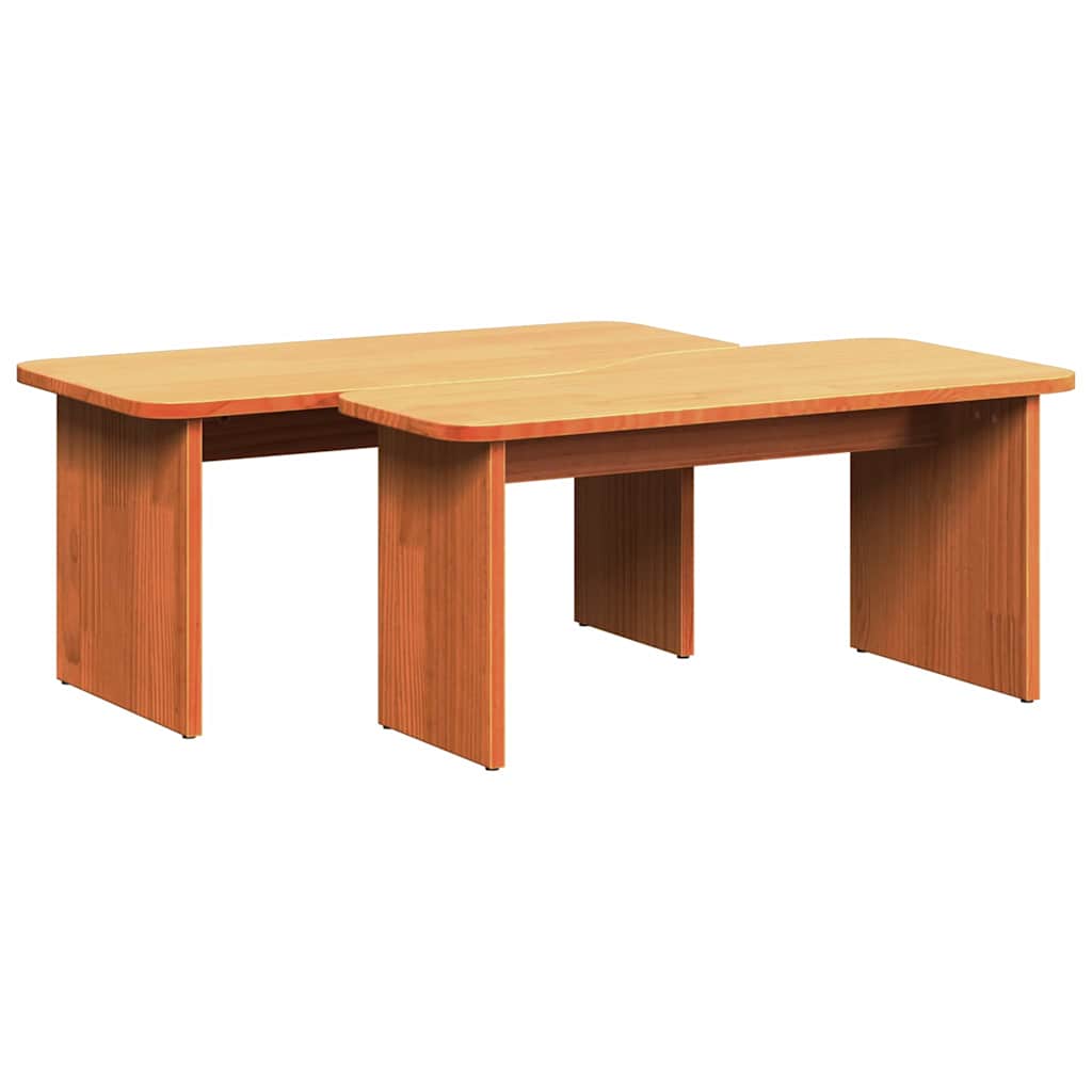 Kaffebord 2 pcs Voksbrun 100 x 69 x 35.5 cm Massiv furu tre