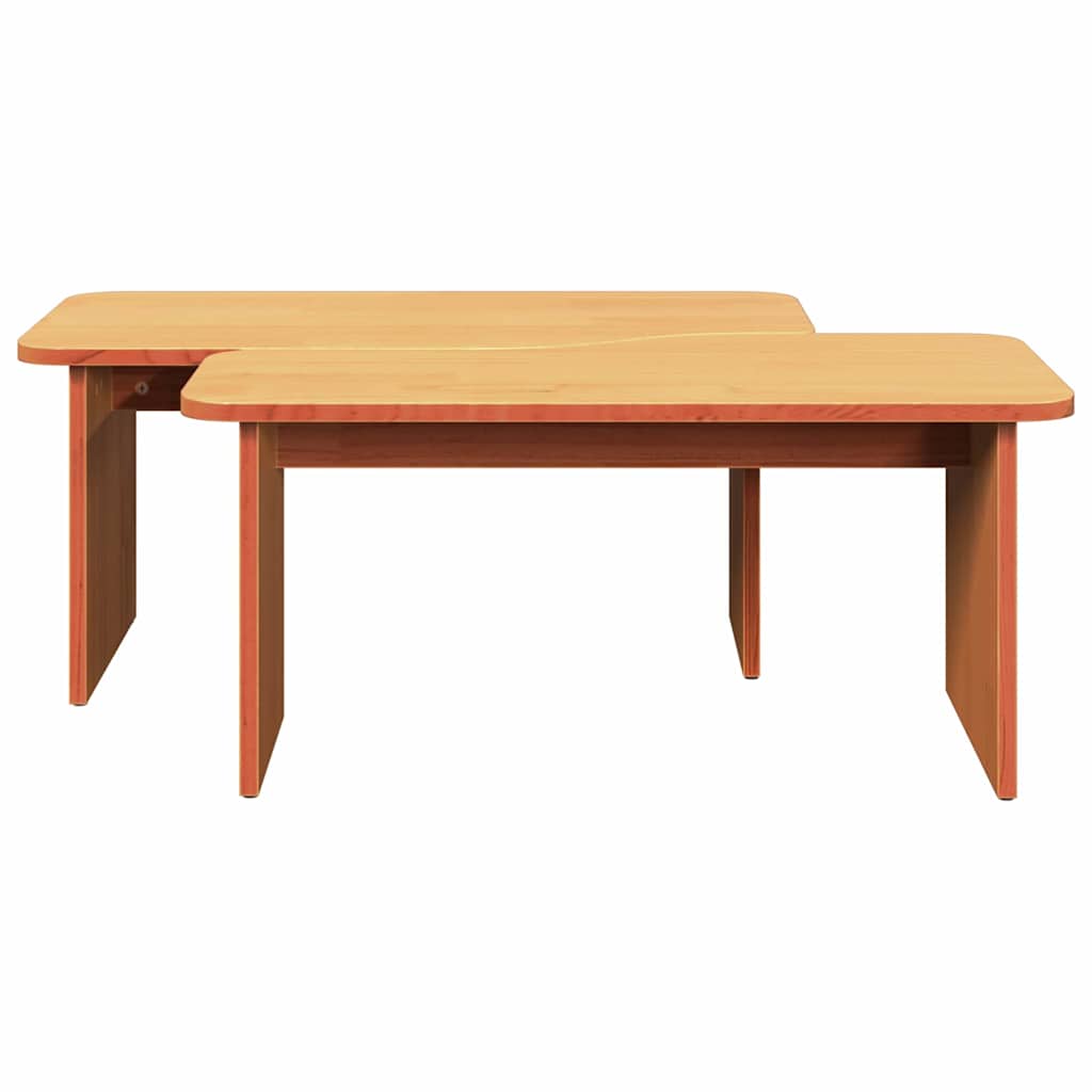 Kaffebord 2 pcs Voksbrun 100 x 69 x 35.5 cm Massiv furu tre