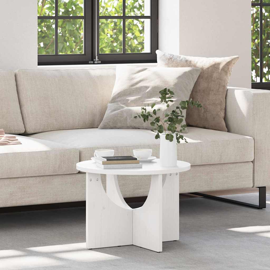 Kaffebord Hvit 50 x 50 x 35 cm Massiv furu tre