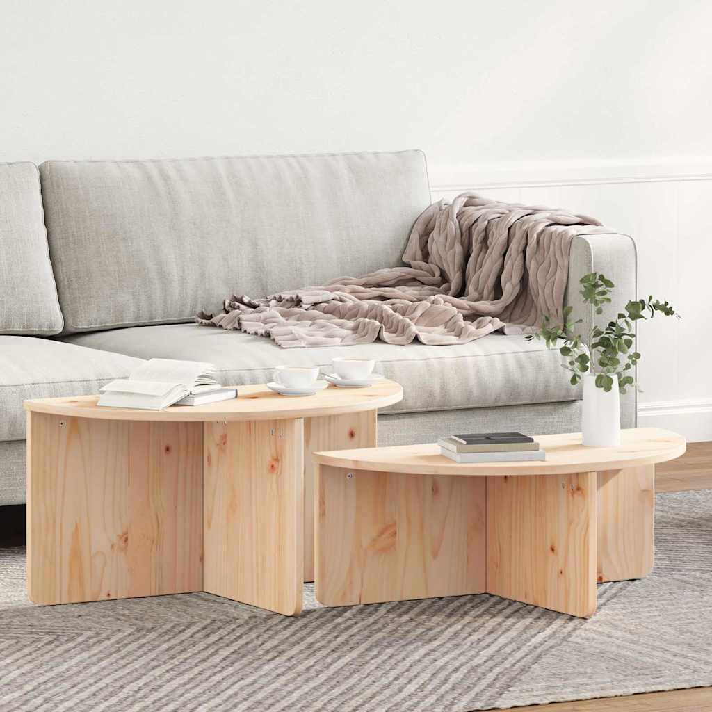 Kaffebord 2 pcs Naturlig 79 x 39.5 x 40 cm Massiv furu tre