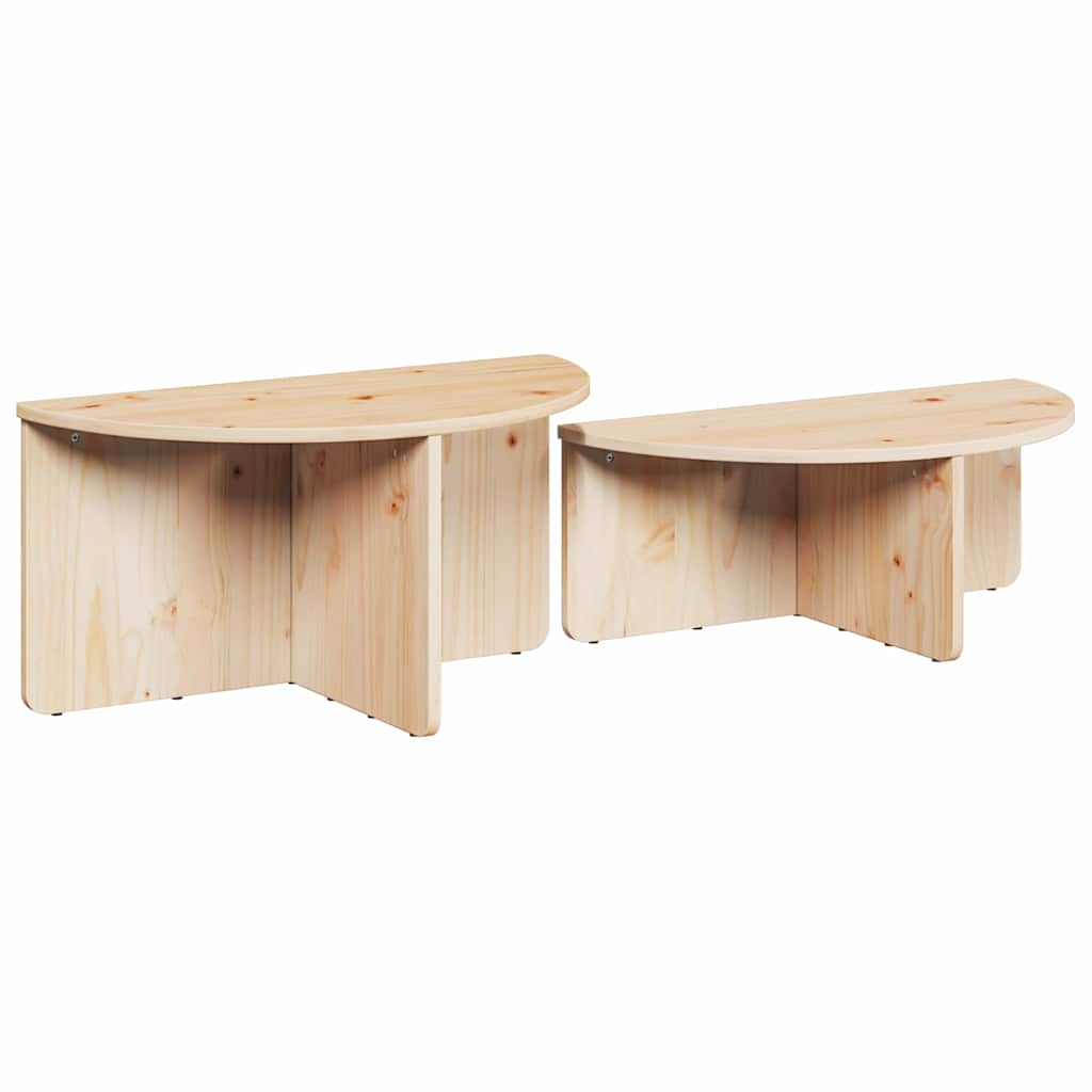Kaffebord 2 pcs Naturlig 79 x 39.5 x 40 cm Massiv furu tre