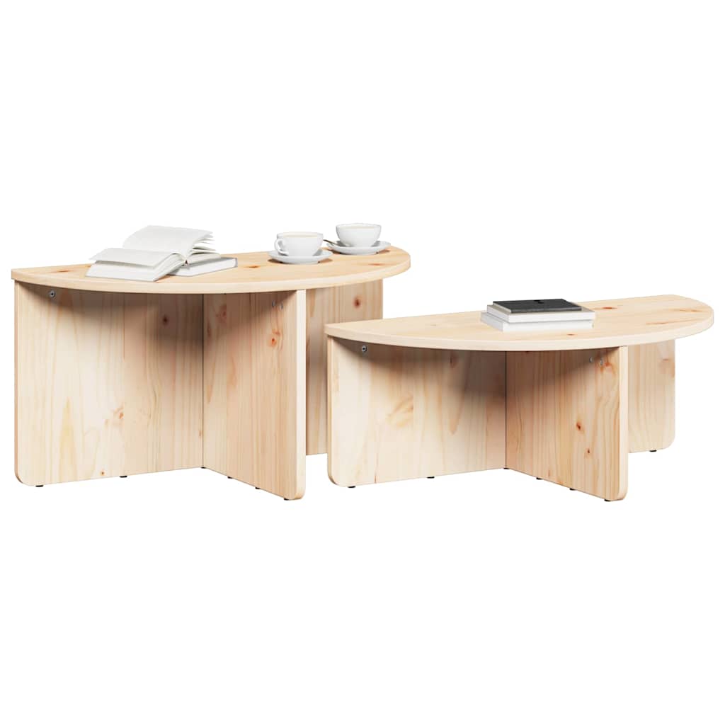 Kaffebord 2 pcs Naturlig 79 x 39.5 x 40 cm Massiv furu tre