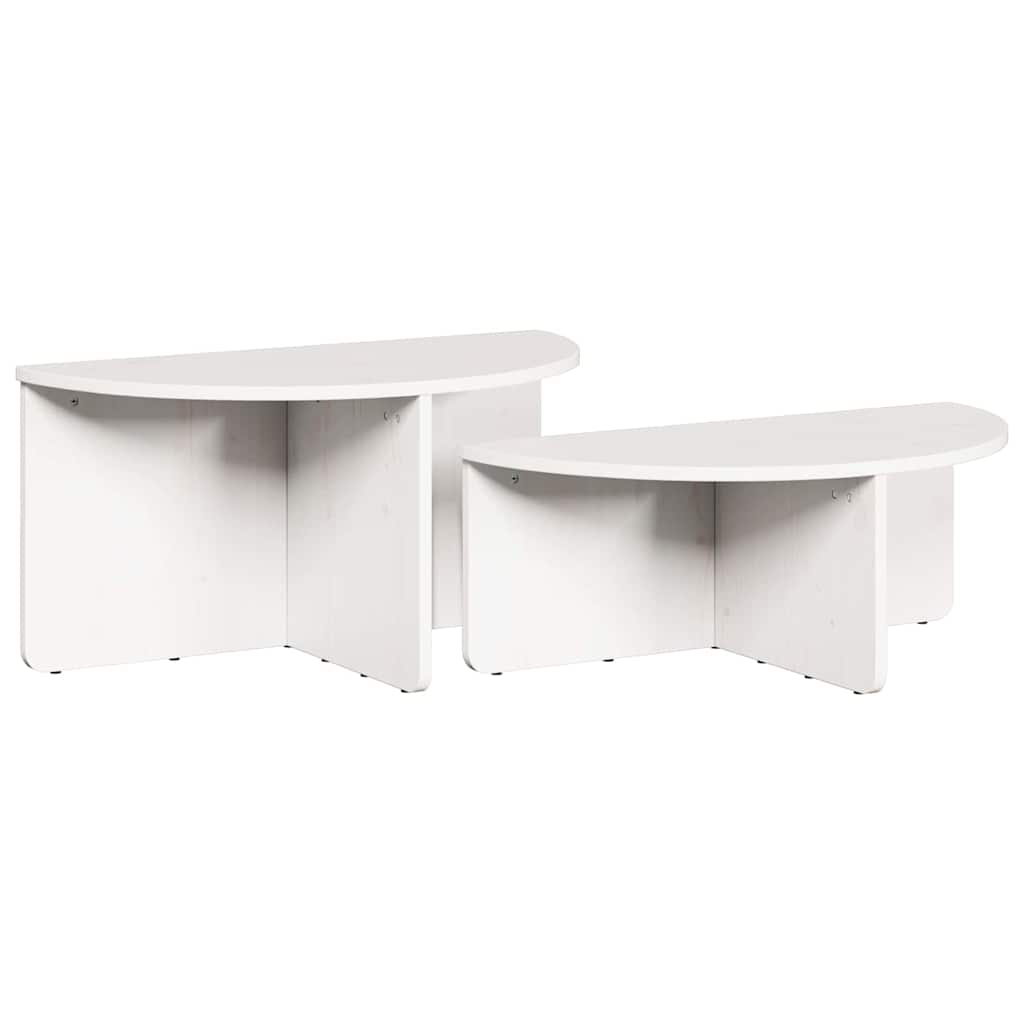 Kaffebord 2 pcs Hvit 79 x 39.5 x 40 cm Massiv furu tre